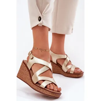 Dámské sandále Dámské Sandály Na Klínu Sergio Leone SK223 Barva: Zlatá, Velikost: 39