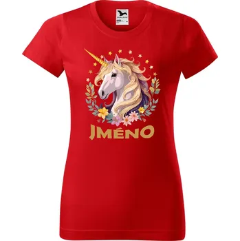 Dámské tričko DOBRÝ TRIKO Dámské tričko Jednorožec se jménem Barva: Červená, Velikost: L