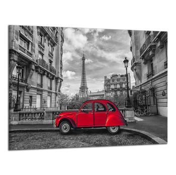 Obraz Obraz na plátně Červené auto v Paříži , jednodílný 3705AX