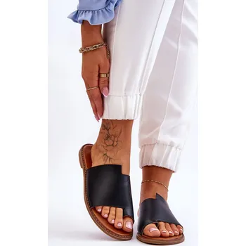 Dámské pantofle Dámské kožené žabky Amite Barva: Černá, Velikost: 37