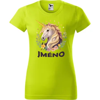 Dámské tričko DOBRÝ TRIKO Dámské tričko Jednorožec se jménem Barva: Limetková, Velikost: 2XL