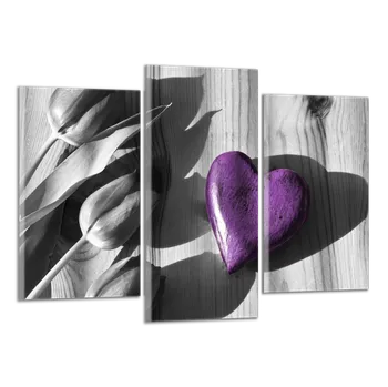 Obraz Obraz na plátně Srdce a tulipány , třídílný 2727CX