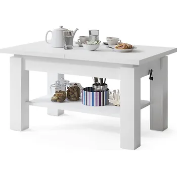 Konferenční stolek Rozkládací konferenční/jídelní stůl s policí ADONIS bílá