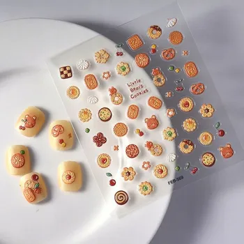 Samolepky na nehty 3D samolepicí Vystouplé vzory SUŠENKY KOLÁČKY