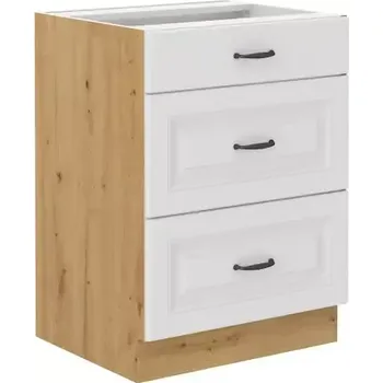 Kuchyňská linka Kuchyňská skříňka Stipe 60 D 3S BB bílá/dub artisan - SLEVA 3% s kodem radost25