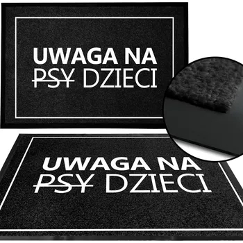 Rohožka VSTUPNÍ ROHOŽKA MONOCHROM ČERNÁ PŘED DVEŘE POZOR PES DĚTI VZOR