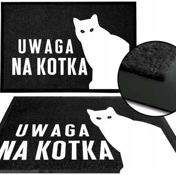 Rohožka VCHODOVÁ ROHOŽKA MONOCHROM ČERNÁ PŘED DVEŘE 40X60 POZOR NA KOČKU VZOR