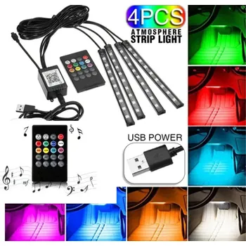 LED osvětlení LED PÁSEK DO AUTA VNITŘNÍ OSVĚTLENÍ SENZOR ZVUKU USB