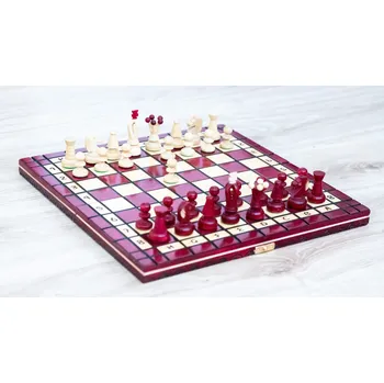 Šachy Dřevěné šachy Timbela červené + doprava zdarma