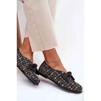 Dámské lodičky Kožené Baletky S Mašlí Laura Messi 2921 Barva: Černá, Velikost: 41