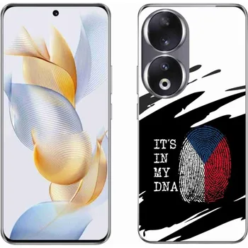 Vlajka Gelový kryt mmCase na Honor 90 - vlajka otisk prstu černobílé pozadí