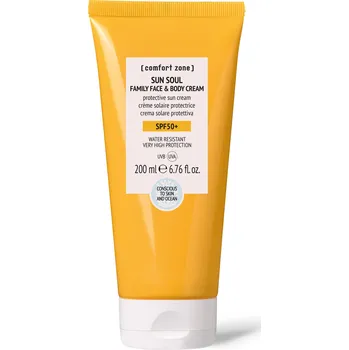 Přípravek na opalování Comfort Zone SUN SOUL - FAMILY FACE & BODY CREAM SPF50+ Voděodolný opalovací krém na obličej a tělo s vysokou ochranou.