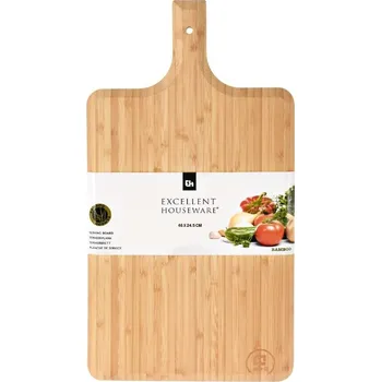 Kuchyňské prkénko Servírovací prkénko s rukojetí Bamboo, 46 x 24,5 x 1,5 cm, přírodní