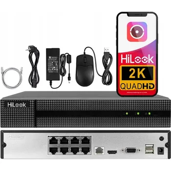 IP kamera IP rekordér 8 kanálů PoE do 4Mpx Aplikace HiLook od Hikvision Switch 8x PoE