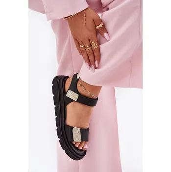 Dámské sandále Kožené dámské sandály na platformě Zazoo 40443 Barva: Černá, Velikost: 39