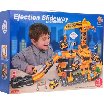 autíčko Velké STAVENIŠTĚ dráha SJEZDOVKA stavební vozidla hračka ke skládání