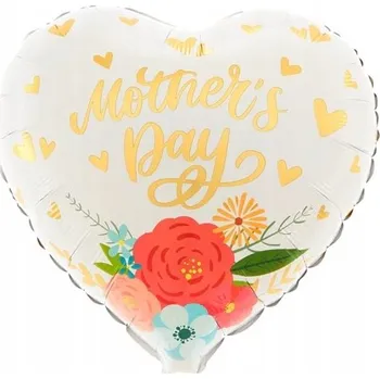Balónek Fóliový balónek Srdce DEN MATEK Den matek Květiny Dárek pro Maminku 45 cm