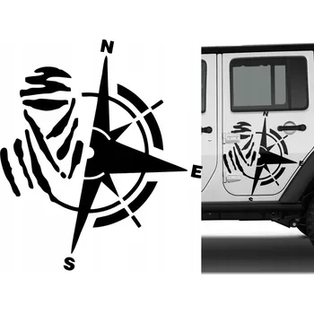 Samolepicí dekorace na vozidlo SAMOLEPKA na auto JEEP Růže větrů 30x26 cm