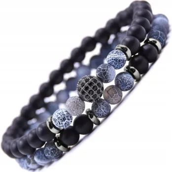 Náramek PÁNSKÝ NÁRAMEK SADA 2V1 KÁMEN ONYX HEMATIT