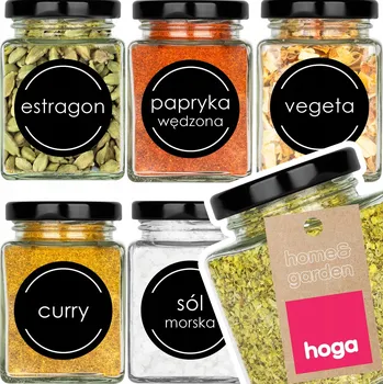 Dóza na potraviny 6x SKLENĚNÁ ZAVAŘOVACÍ SKLENICE ČTVERCOVÁ UZAVÍRATELNÁ NÁDOBA NA POTRAVINY 140ml + ETIKETY