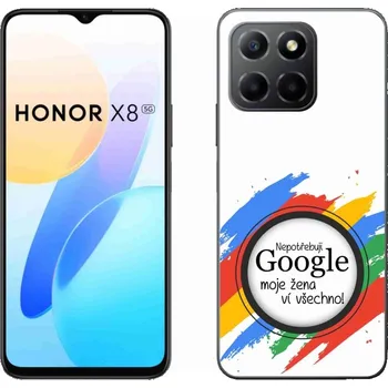 Pouzdro na mobilní telefon Gelový kryt mmCase na Honor X8 5G/Honor 70 Lite 5G - žena ví všechno bílé pozadí