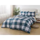 XPOSE® Bavlněné povlečení KÁRO na dvě lůžka - modré 140x200 cm, 70x90 cm, Bavlna + Prodloužená možnost vrácení zboží do 50 dnů