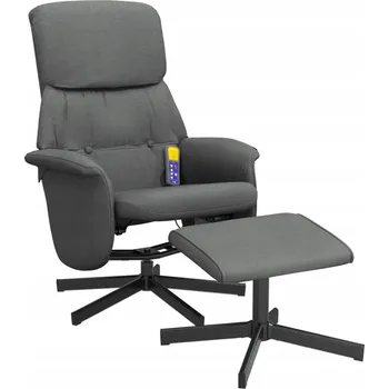 Křeslo Rozkládací masážní křeslo s podnožkou, tmavě šedé, látkové