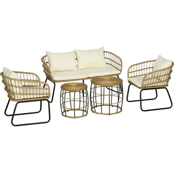 Zahradní nábytek 5dílná sada zahradního nábytku z ratanu | béžová