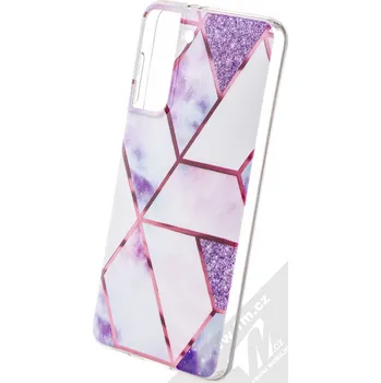 Pouzdro na mobilní telefon 1Mcz Printed Geometric Marble pouzdro pro Samsung Galaxy S21, fialová