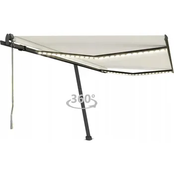 Stínicí technika Shumee Automatická markýza s LED osvětlením a větrným senzorem, 400 x 350 cm, krémová