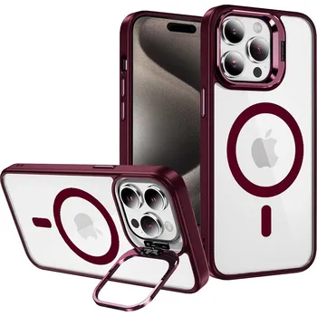Pouzdro na mobilní telefon Tel Protect Kickstand Magsafe pouzdro pro Iphone 13 Pro Max vínové