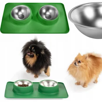 Sada dvou kovových misek PuppyJoy zelená 0,5 l