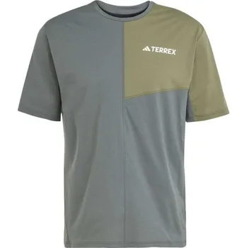 Pánské sportovní triko adidas TERREX MULTI TEE L Šedá, Khaki, Bílá