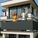 MultiGarden Balkonová zástěna s kováním 100x500 cm stínící síť + montážní prvky šedá