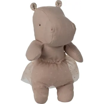 plyšák Maileg Lněný hroch s baletní sukýnkou Soft Rose Maileg Safari Friends, Hippo w. Skirt, Small - Soft Rose