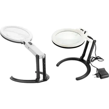 Lupa Skládací stolní a ruční lupa s osvětlením, 12 LED