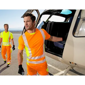 Výstražné reflexní trička EN 20471 e.s.motion 2020 velikost L výstražná oranžová/výstražná žlutá Strauss Pracovní oblečení