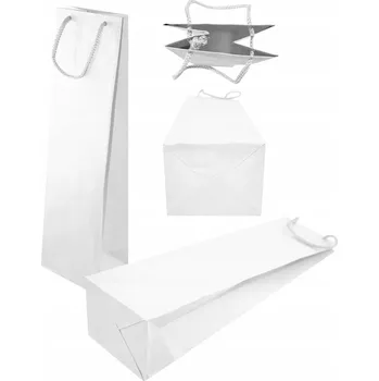 Dárková taška Papírová taška Allbag 11x9x40 cm BÍLÁ PRESTIGE 5 ks