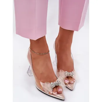 Dámské lodičky Průhledné lodičky s mašlí Vinceza 62213 Barva: Béžová, Velikost: 39