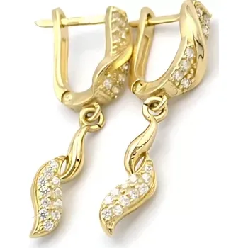 Náušnice Zlaté náušnice visací vlnky se zirkony 2,63g