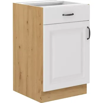 Kuchyňská linka Kuchyňská skříňka Stipe 50 D 1F 1S BB bílá/dub artisan - SLEVA 3% s kodem radost25