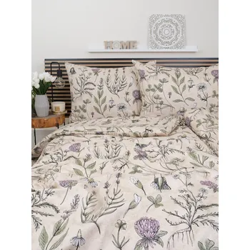 Povlečení Francouzské saténové povlečení - Herbář béžový
