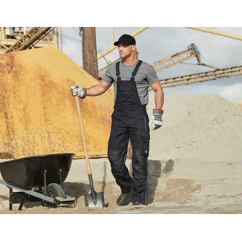 montérky Pracovní kalhoty s laclem e.s.prestige velikost 54 černá Strauss Pracovní oblečení