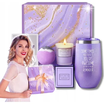 Kosmetická sada Dárkový fialový SPA balíček s koulí do koupele a mořskou solí