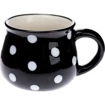 Keramický hrnek, černý s puntíky, 75ml