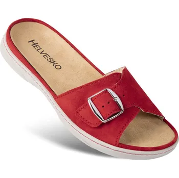 Dámská zdravotní obuv Dámské pantofle s nastavitelnou přezkou, velurová useň, červená: 42