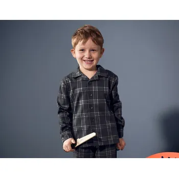 Chlapecké pyžamo e.s. Kárované pyžamo, horní díl, dětská velikost 158/164 černá/čedičově šedá Strauss