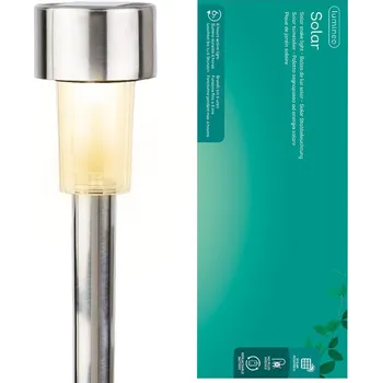 Venkovní osvětlení Solární zahradní lampa lucerna stříbrná zapichovací Teplá Bílá LED 24 cm