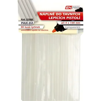Průmyslové lepidlo Lepidlo tavné PAK 02, 7,4 x 100 mm, 30 ks, transparentní, ENPRO