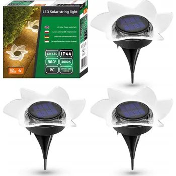 Lampička SET 3x Lampa ogrodowa solarna wbijana kwiatek LED, pozemní lampa